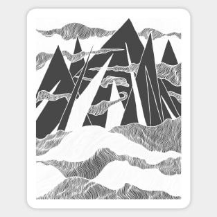 Mountain landscape - Chalkboard style, outdoors, adventure Sticker